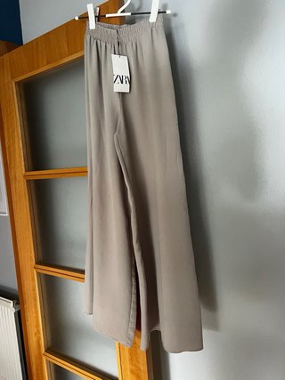 Pantalón Zara Lino Beige Talla S Nuevo