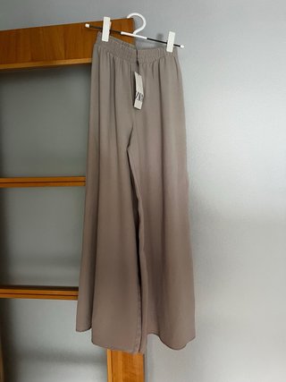 Pantalón Zara Lino Beige Talla S Nuevo