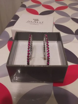 Pendientes Aro Plata y Piedra Swarovski nuevos