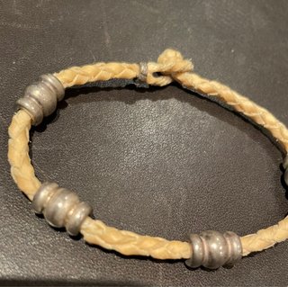 Pulsera Cuero Trenzado Plata Argentina