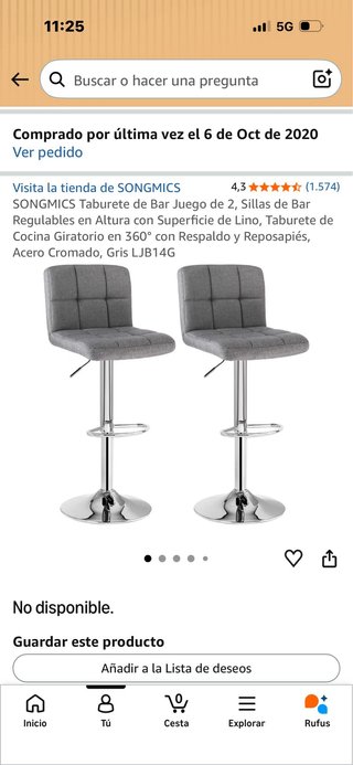 2 Taburetes regulables grises con funda