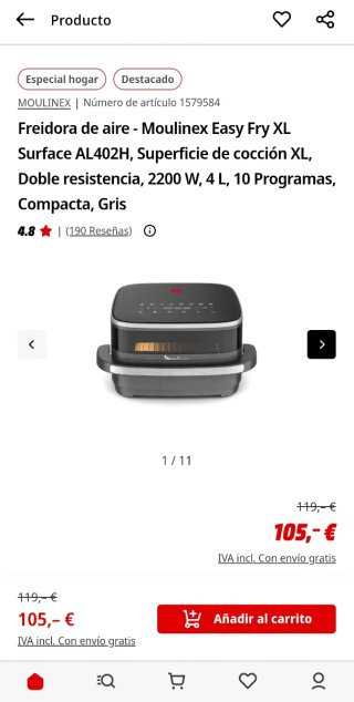 OFERTA!! Freidora Aire Moulinex Easy Fry XL AL402H