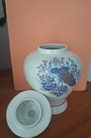 Tibor de porcelana Adorno jarrón tapa