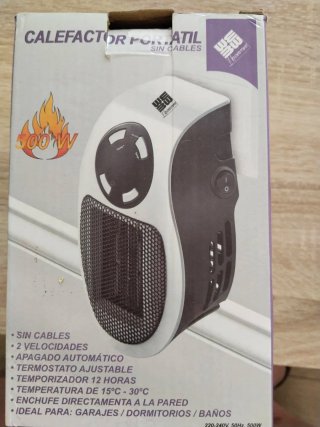 Calefactor Portátil 500W Sin Cables