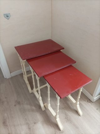 Mesitas auxiliares madera (Set d 3) para restaurar