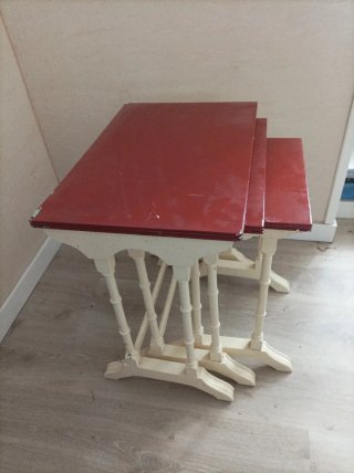 Mesitas auxiliares madera (Set d 3) para restaurar