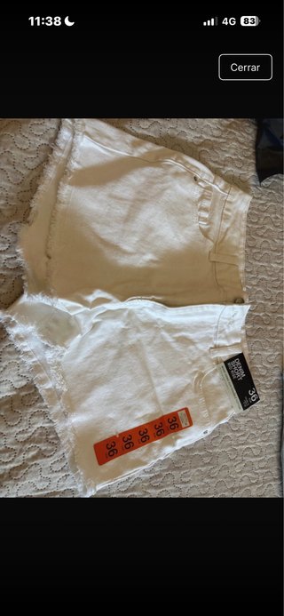 Pantalón corto vaquero blanco Talla S/36