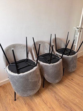 6 Sillas Kave Home Terciopelo Gris