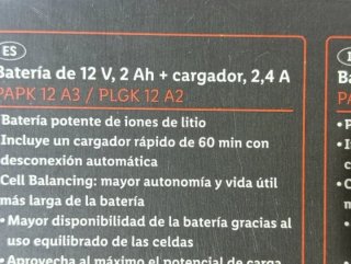 Lote 2 Baterías 2Ah y 2 Cargadores PARKSIDE 12V