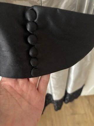 Vestido fiesta seda salvaje negro y plata