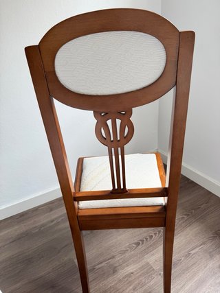Silla neoclásica Adam madera y tela beige
