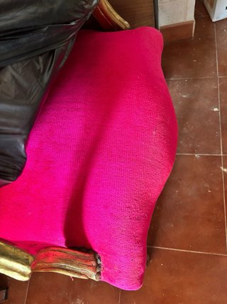 Silla Vintage Luis XV Terciopelo Rosa y Oro