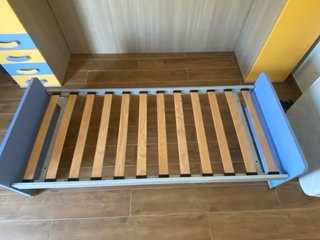 Letto Singolo Azzurro con Rete a Doghe + Materasso