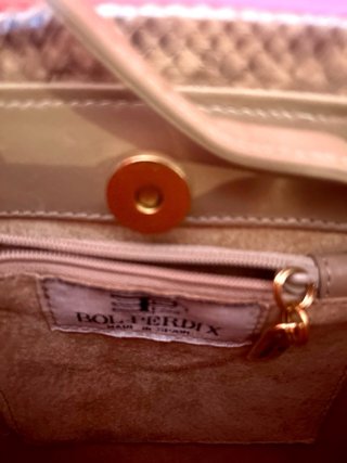 Bolso piel auténtica eventos beige/gris