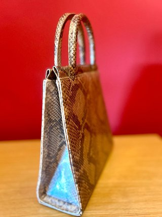 Bolso piel auténtica eventos beige/gris