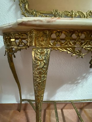 Mesa recibidor y espejo bronce