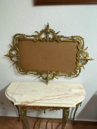 Mesa recibidor y espejo bronce
