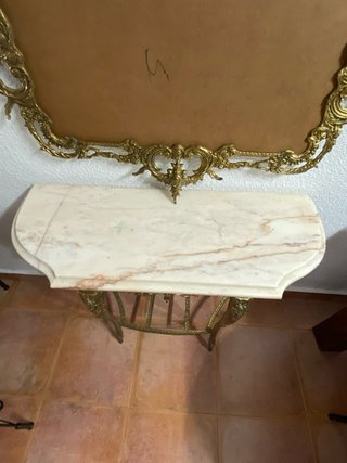 Mesa recibidor y espejo bronce