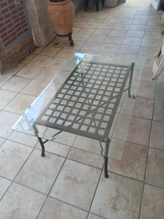 Mesa de centro forja y cristal