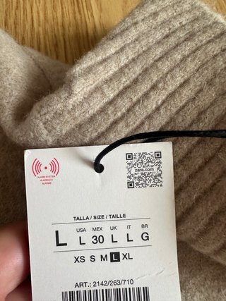 Jersey Zara punto cuello alto beige talla única