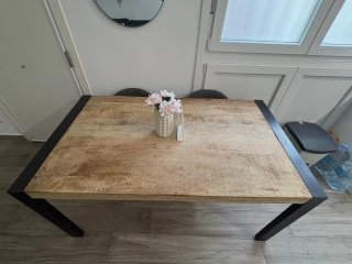 Mesa comedor madera y hierro