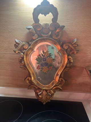 Espejo Decorativo Madera Dorado Floral