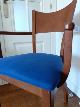 Silla Vintage Madera Tapizado Azul