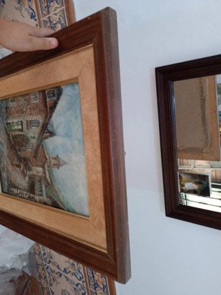Cuadro de paisaje con marco de madera
