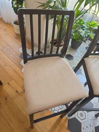 Banqueta alta madera y tela (2 unidades)