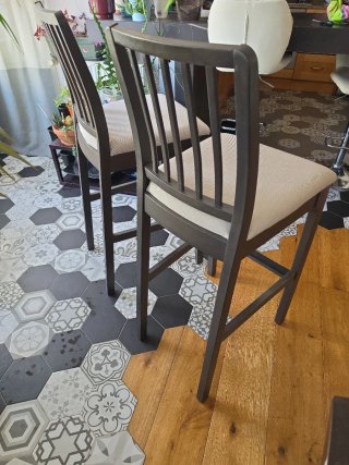 Banqueta alta madera y tela (2 unidades)