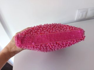 Bolso fiesta de mano cuentas lentejuelas fucsia