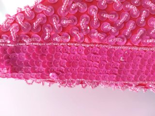 Bolso fiesta de mano cuentas lentejuelas fucsia