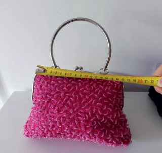 Bolso fiesta de mano cuentas lentejuelas fucsia