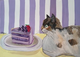Lámina Gato y Tarta Pintada
