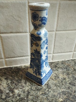 Portavelas de porcelana azul y blanco