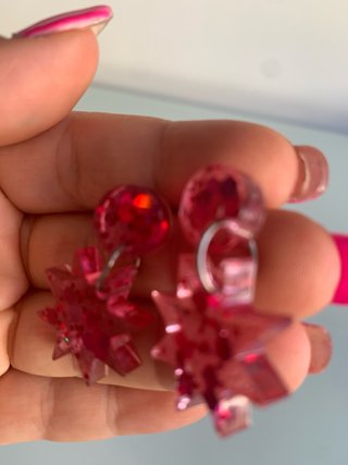 Pendientes resina estrella rosa