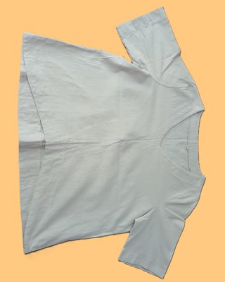 Camiseta Algodón y Lino Manga Corta Beige