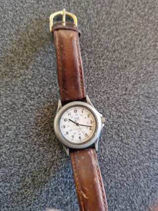 Orologio Vintage Q&Q Quartz Pelle Marrone