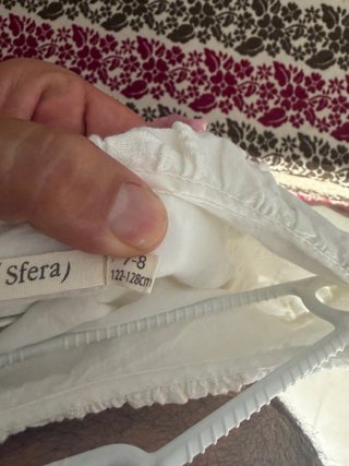 Vestido blanco niña con fajín rosa