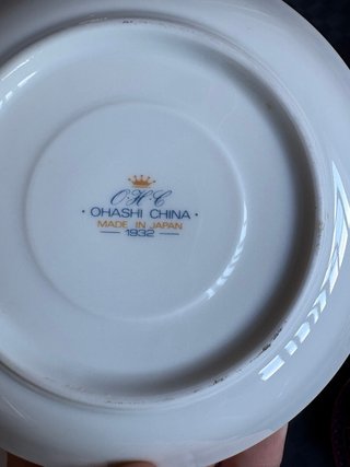 Juego de té porcelana morada y dorada