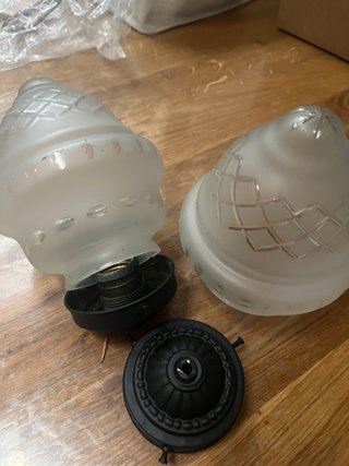 2 tulipas lámpara cristal antiguo