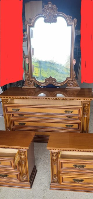 Comò con specchio e 2 comodini