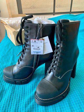 Botas Zara Piel Tacón Talla 40