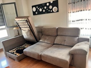 Sofá chaise longue gris tela 3 mètres /1.60