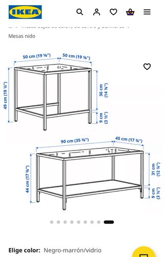Mesas nido IKEA VITTSJÖ negro/vidrio
