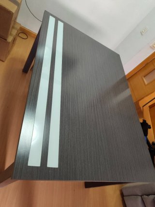 Mesa de comedor extensible madera y cristal