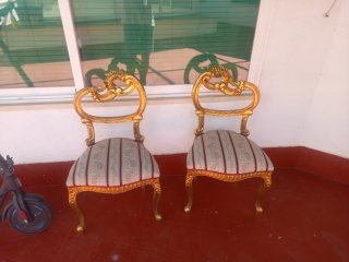 Juego de 2 Sillas Doradas Estilo Luis XV