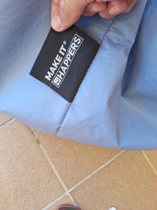 Puff Harpers azul piel sintetica