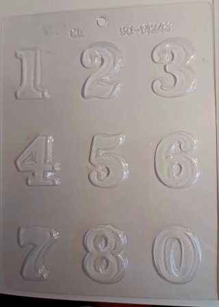 2 moldes plástico chocolate números pasteleria