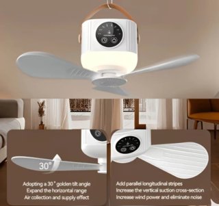 Ventilatore a sospensione ricaricabile con luce e telecomando